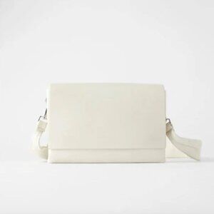 NWT Zara white minimalist sheep leather crossbody bag